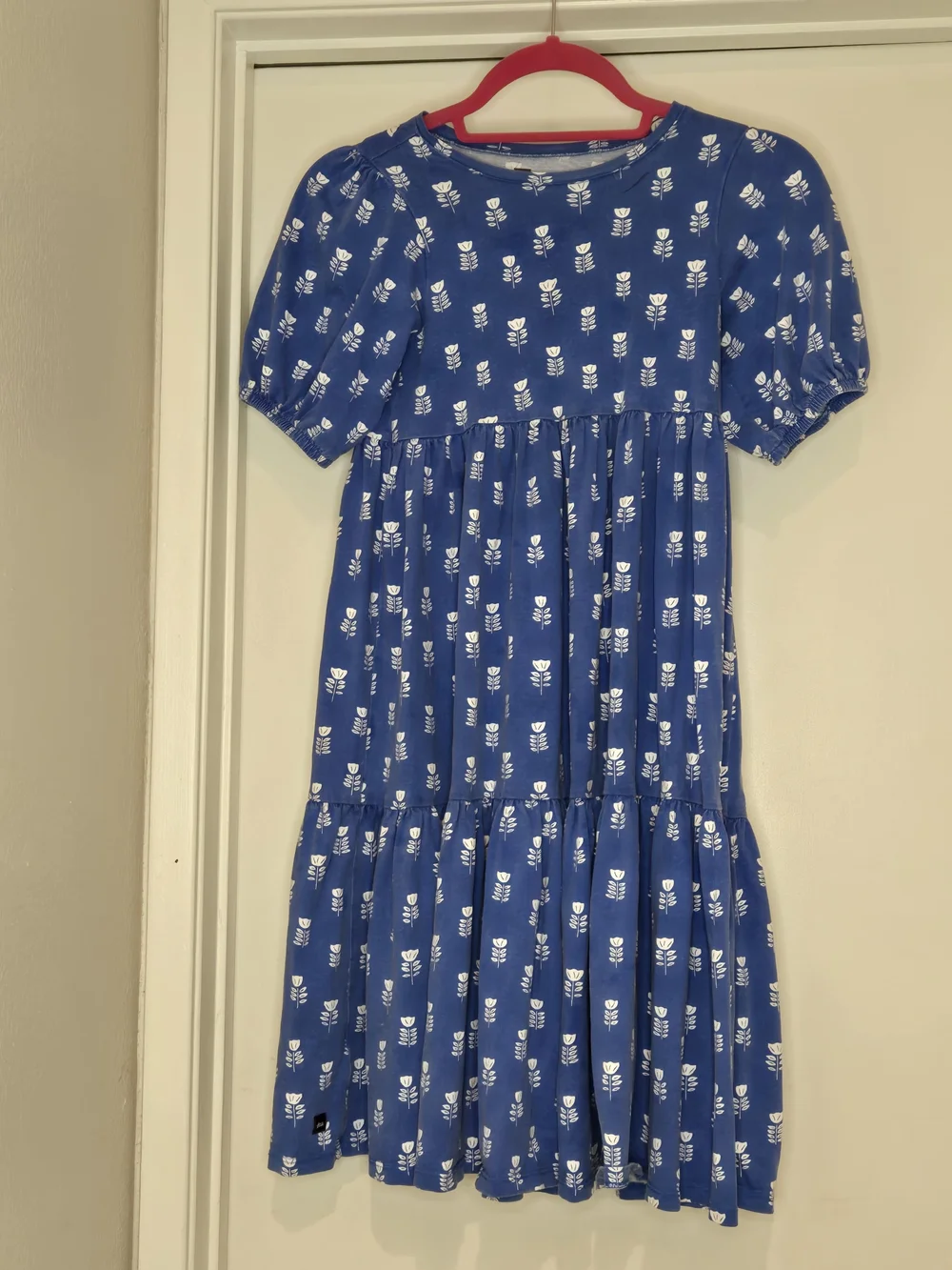 Tea Collection Girls' Flowy Blue Tiered Midi Dress